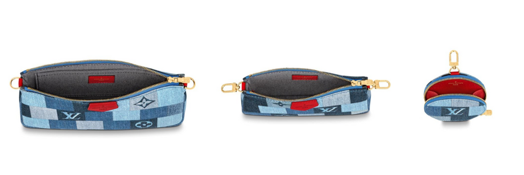 LOUIS VUITTON DENIM DAMIER MONOGRAM PATCHWORK MULTI POCHETTE