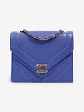 Chanel Envelope Flap Bag Blue Calfskin Leather