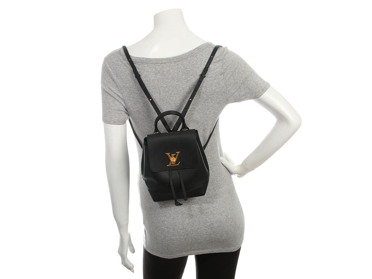 Louis Vuitton Mini Black Leather Lockme Backpack