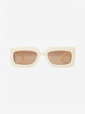 Gucci GG Logo Quilted Rectangular Sunglasses Cream / Gold Acetate 145mm