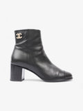 Chanel CC Boots 50 Black / Gold Leather EU 37.5 UK 4.5