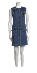 LOUIS VUITTON BLUE DENIM & PATCHES SLEEVELESS DRESS