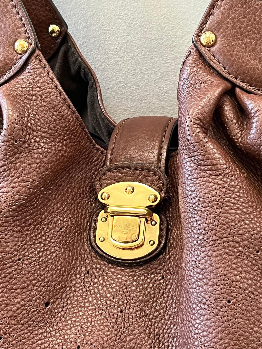 LOUIS VUITTON LEATHER MAHINA HOBO BAG