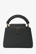 Louis Vuitton Black Leather Mini Capucines Bag with Strap