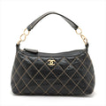 Chanel Vintage Black Lambskin Leather Handbag with Gold Hardware