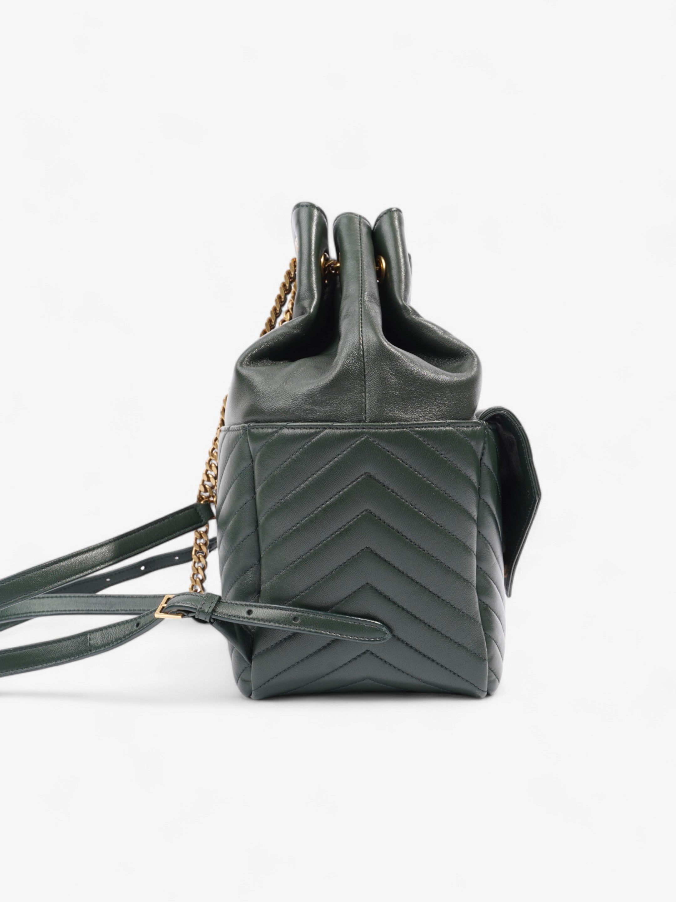Saint Laurent Joe Monogram Backpack Dark Green Matelasse Leather