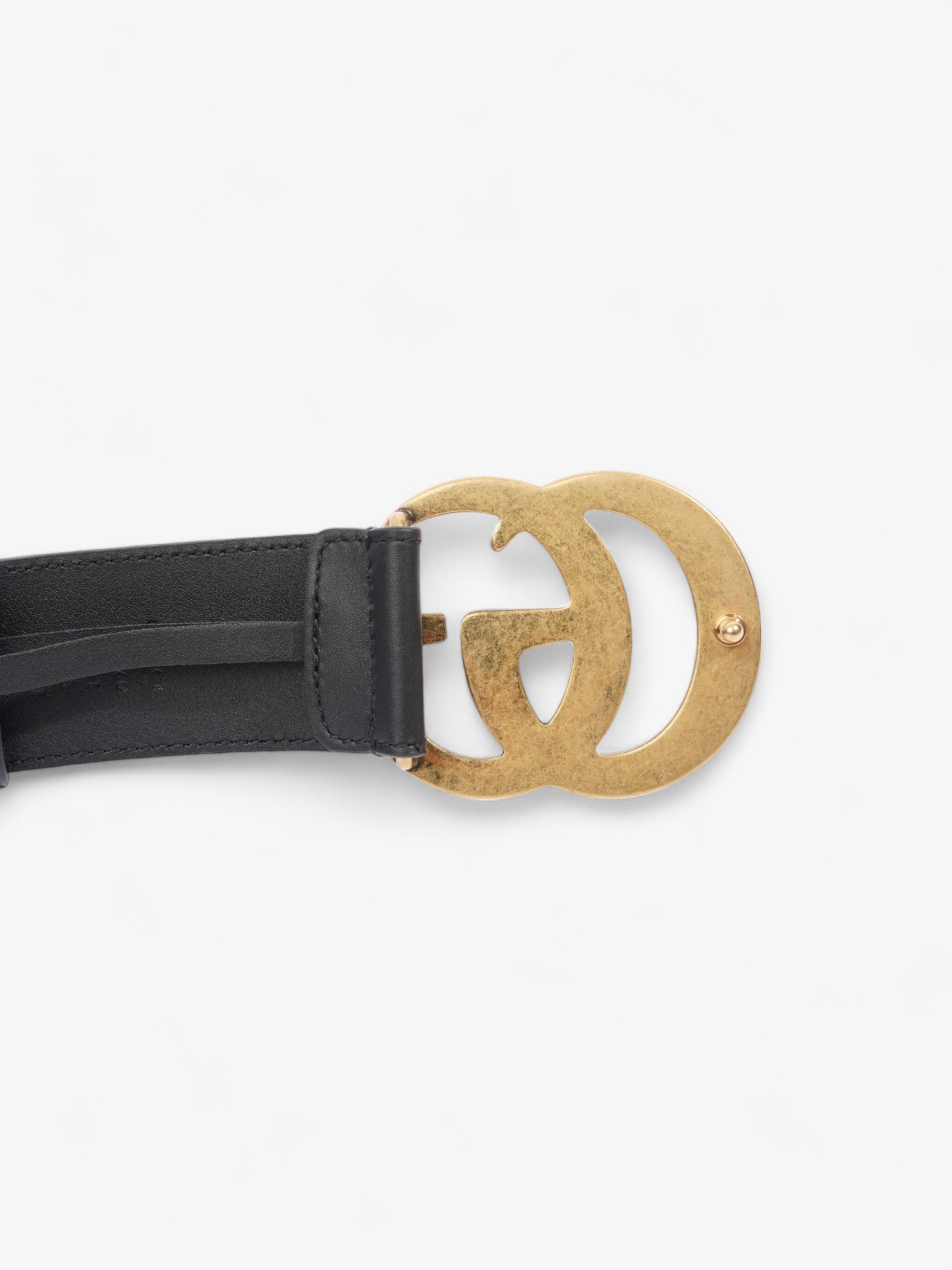 Gucci GG Marmont 2015 Re-Edition Wide Belt Black / Gold Leather 95cm / 38"