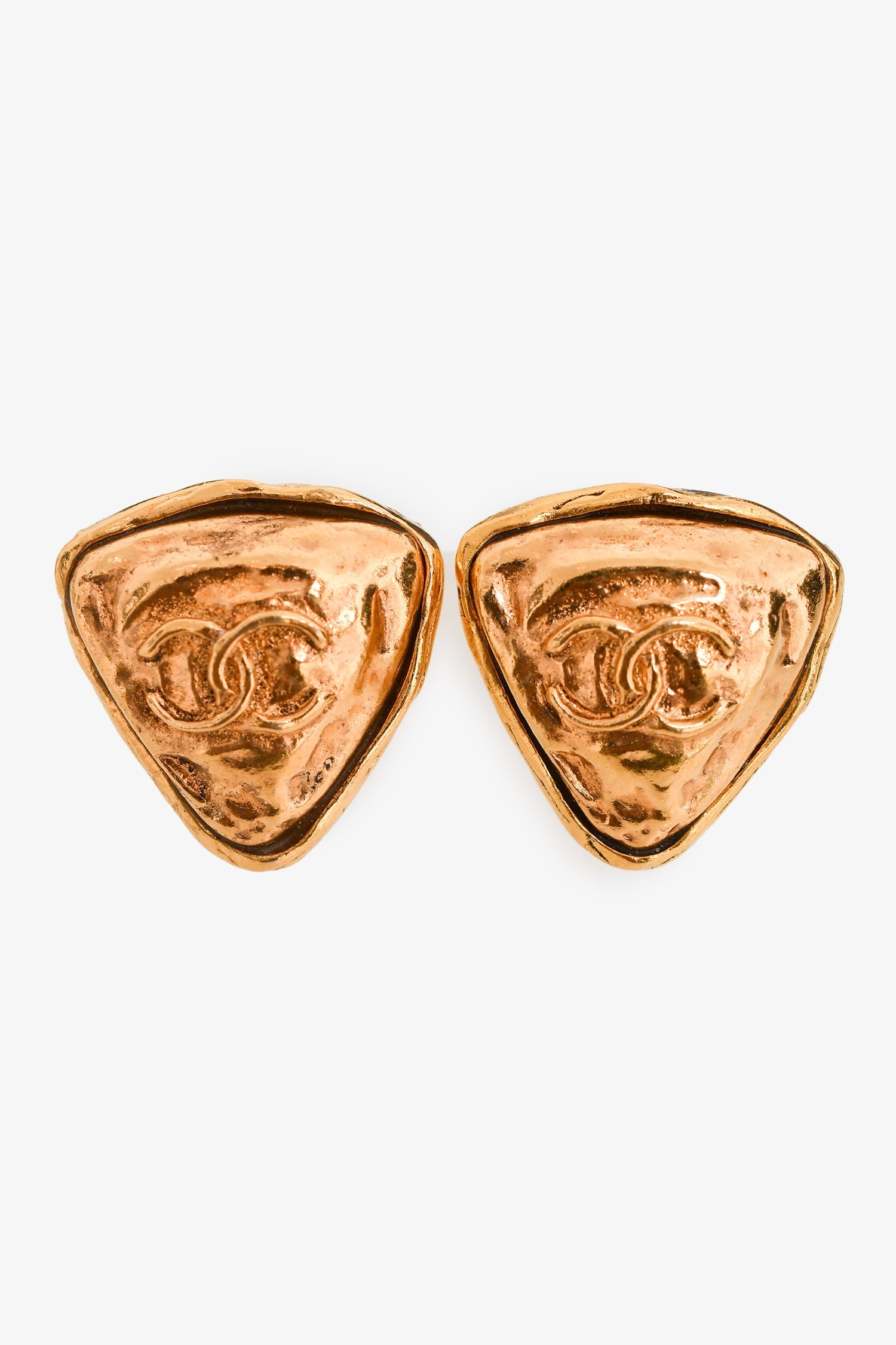 Pre-Loved Chanel™ Gold Tone Triangle Clip-on Earrings