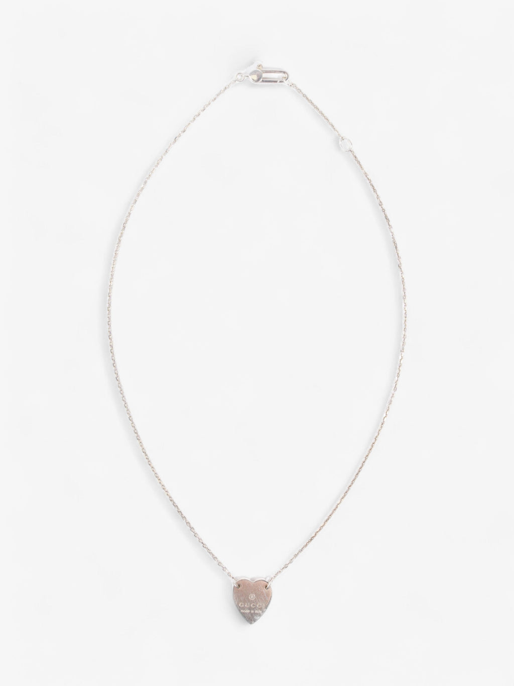 Gucci Trademark Heart Necklace Silver Silver Sterling