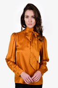 Saint Laurent Yellow Silk Monogram Blouse Size 38