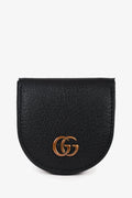 Gucci Black Grained Leather 'GG' Logo Coin Purse