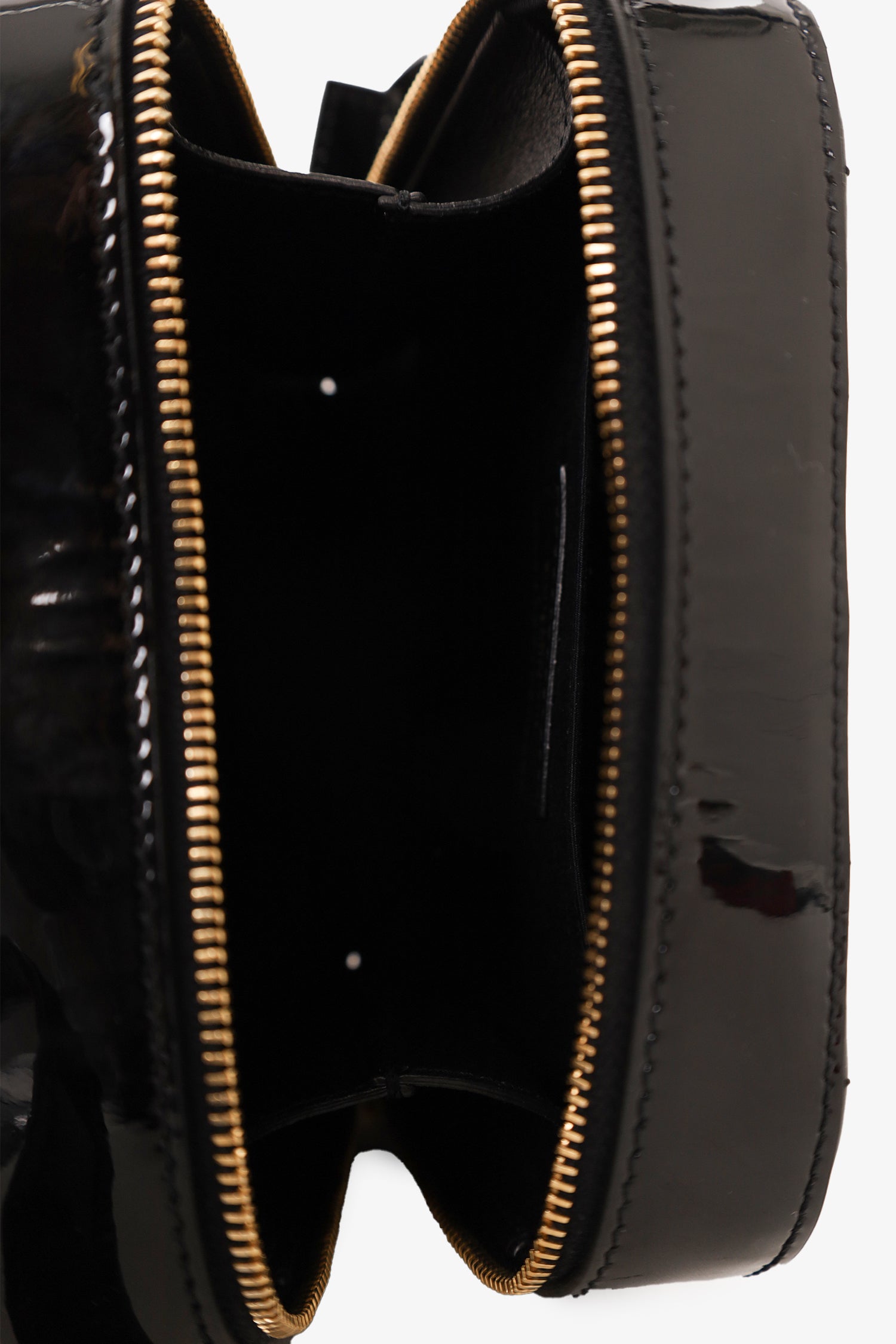 Saint Laurent Black Patent Leather Mini Vicky Camera Bag