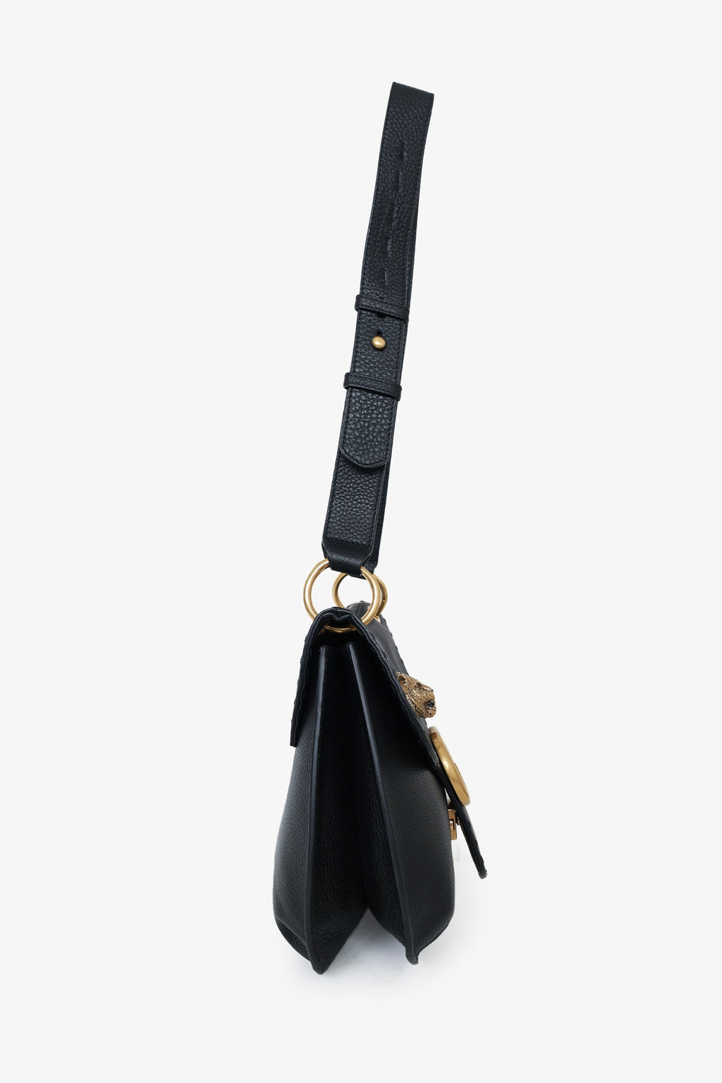 Gucci Black Leather GG Marmont Animalier Shoulder Bag