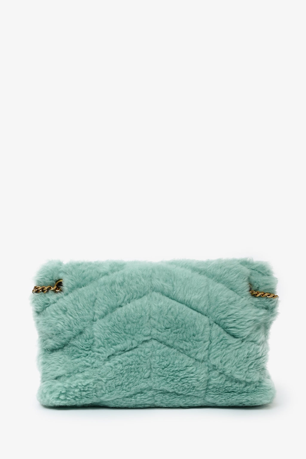 Saint Laurent 2021 Teal Shearling Loulou Shoulder Bag (As Is)