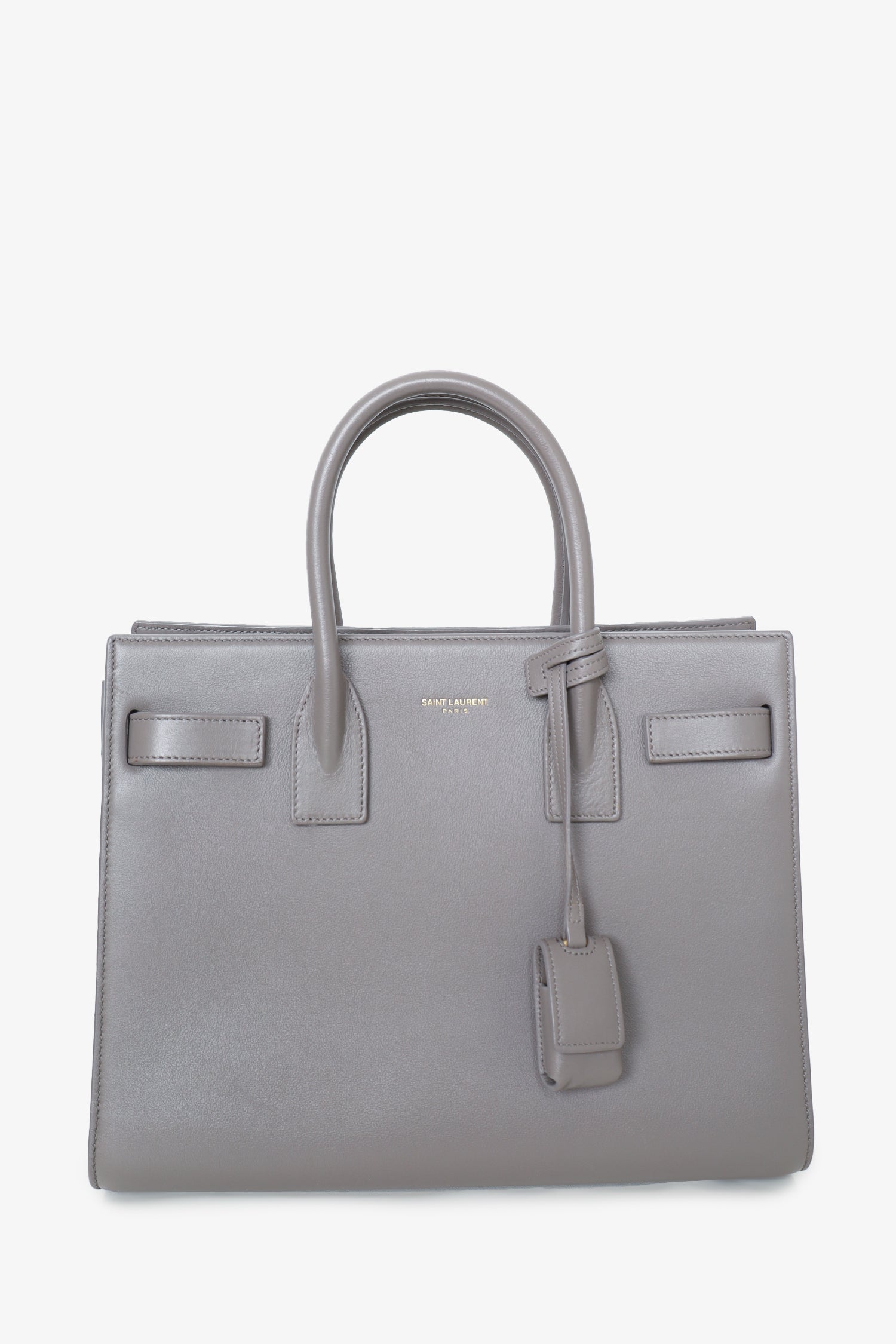 Saint Laurent Grey Leather Small Sac de Jour Top Handle with Strap