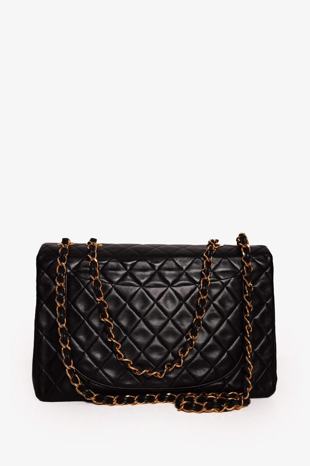 Pre-Loved Chanel™ Black Lambskin Jumbo XL Maxi Flap
