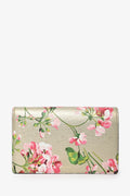 Gucci Gold Leather Blooms Wallet On Chain