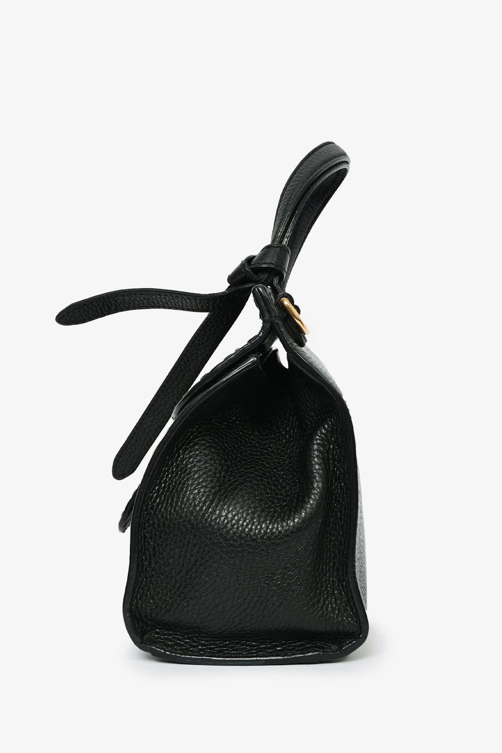 Gucci Black Grained Leather GG Top Handle with Strap