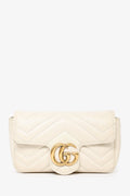 Gucci Cream Chevron Leather Super Mini Marmont Crossbody