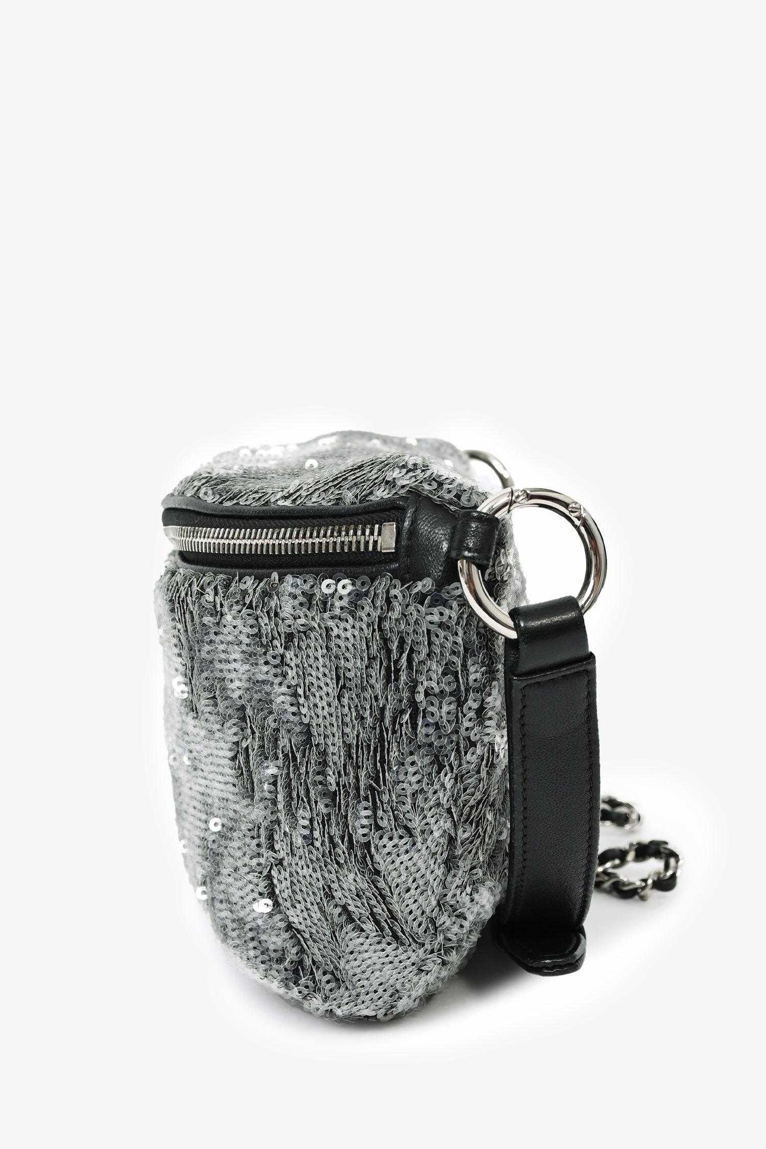 Pre-Loved Chanel™ 2018 Grey Sequin CC Belt Bag