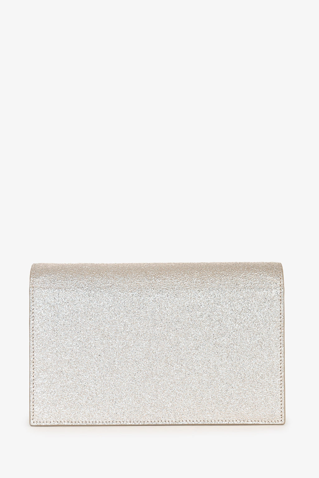 Saint Laurent Gold Metallic Leather Logo Wallet On Chain
