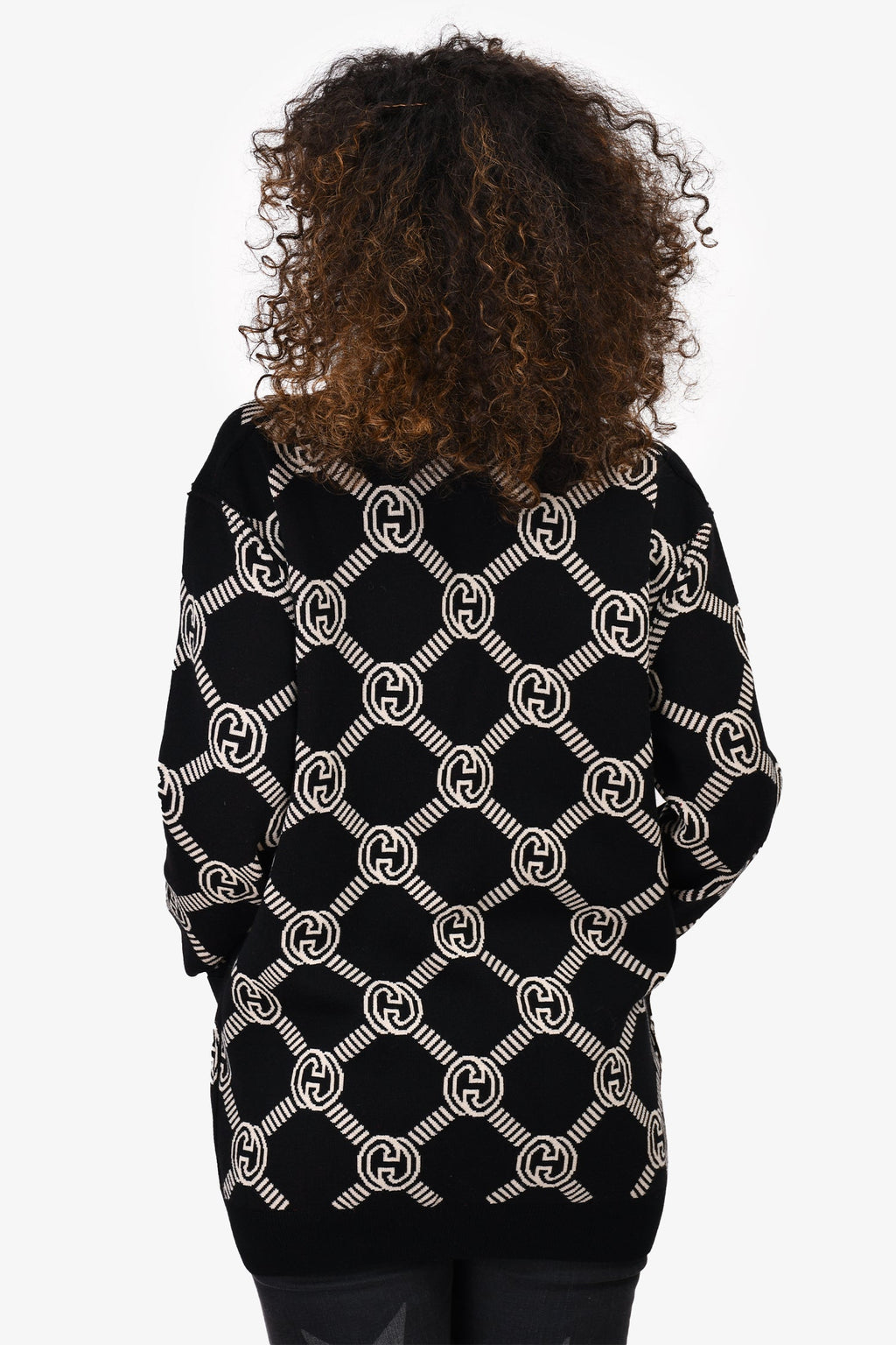 Gucci Black/Beige Monogram Reversible igan Size S
