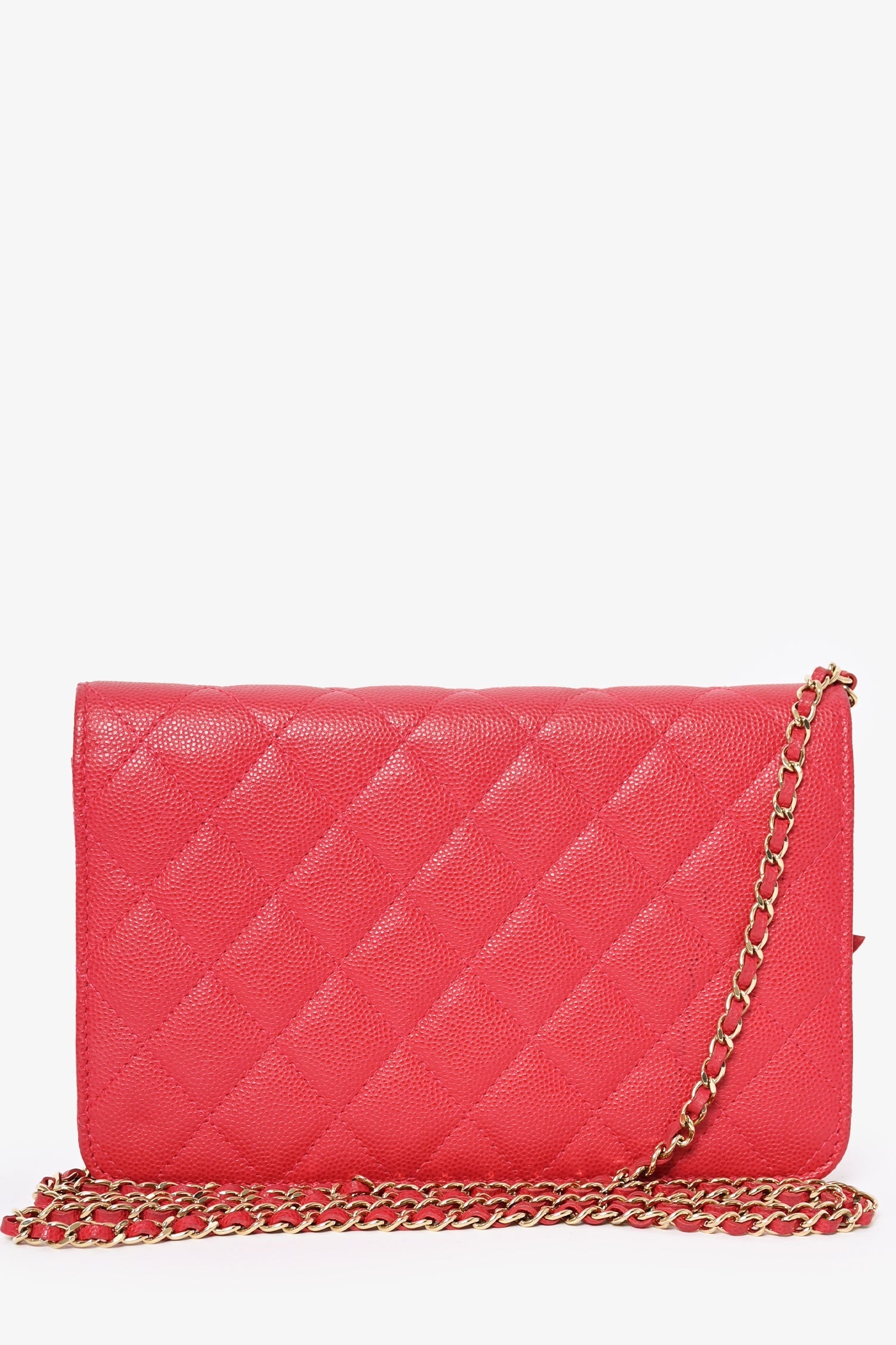 Pre-Loved Chanel™ 2016 Pink Caviar Leather Wallet On Chain