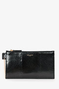 Saint Laurent Black Snake Embossed Wristlet