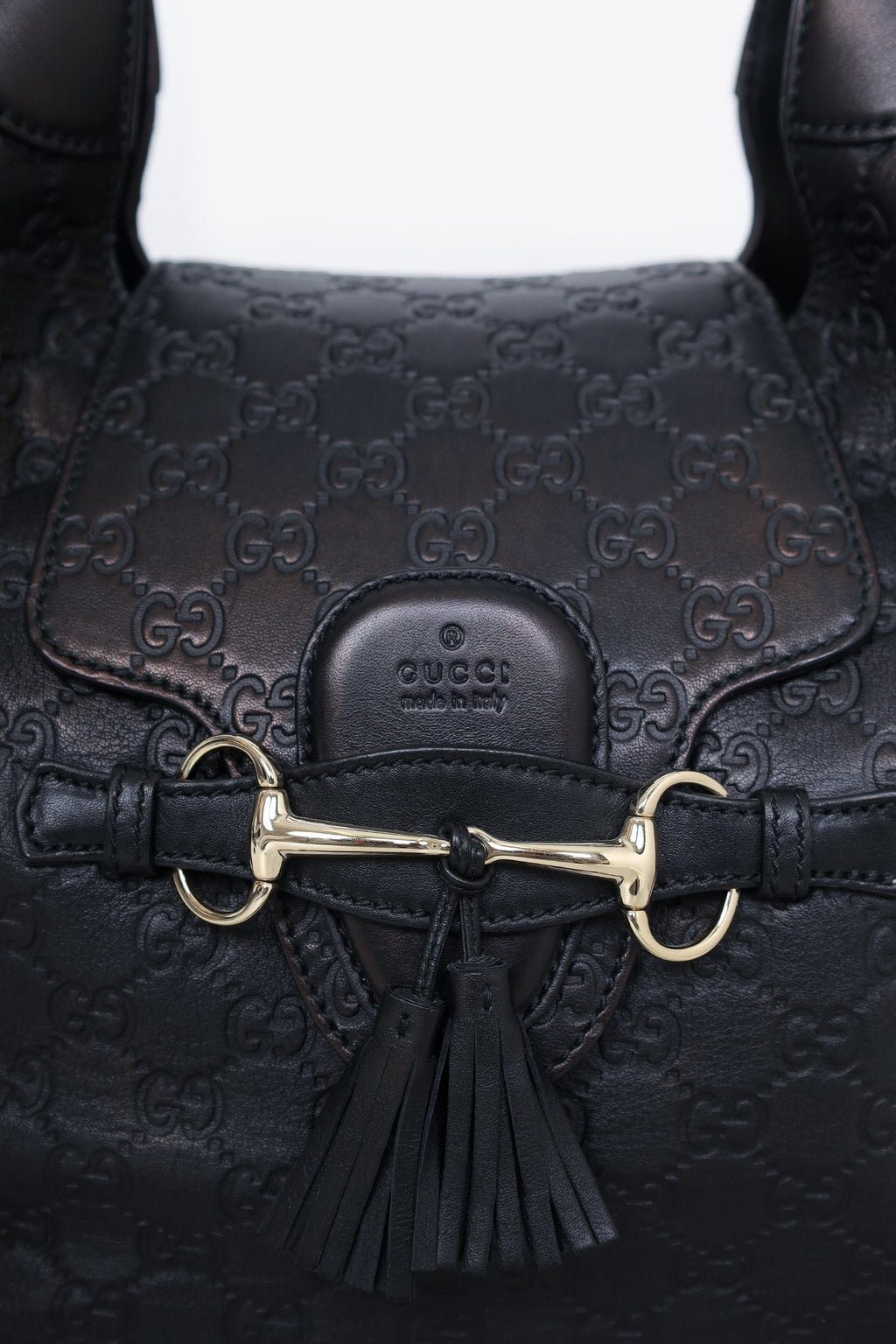 Gucci Black GG Signature Medium Emily Flap Hobo Shoulder Bag