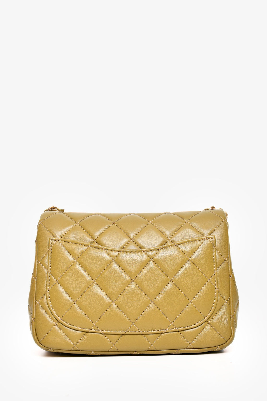 Pre-Loved Chanel™ 2022 Green Quilted Lambskin Mini Pearl Crush Flap Bag