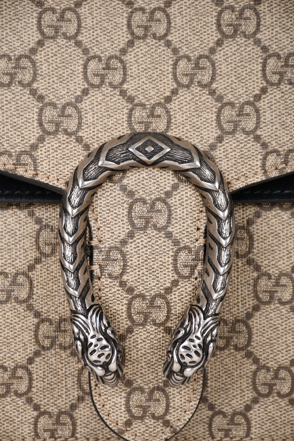 Gucci GG Supreme/Black Suede Small Dionysus Chain Bag