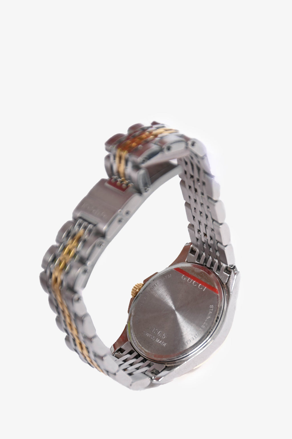Gucci Stainless Steel/Gold Toned 27mm G-Timeless Watch with Mother of Pearl Diamond Dial