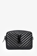 Saint Laurent 2021 Black Leather Chevron Lou Camera Bag