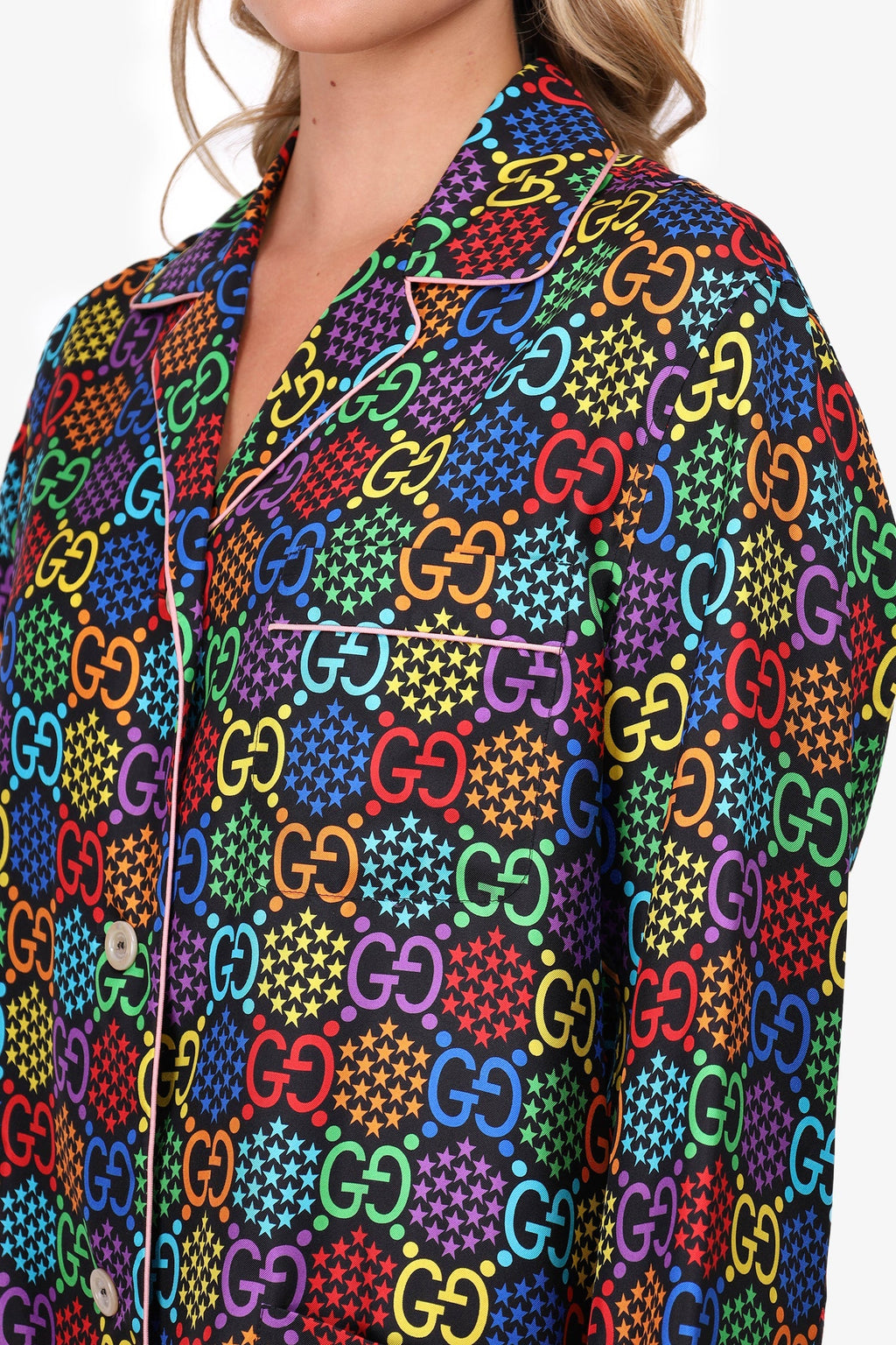 Gucci 2020 Black/Multicolour GG Psychedelic Button-Up Top Size 42