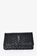 Saint Laurent 2016 Black Leather Fold Over West Hollywood Clutch