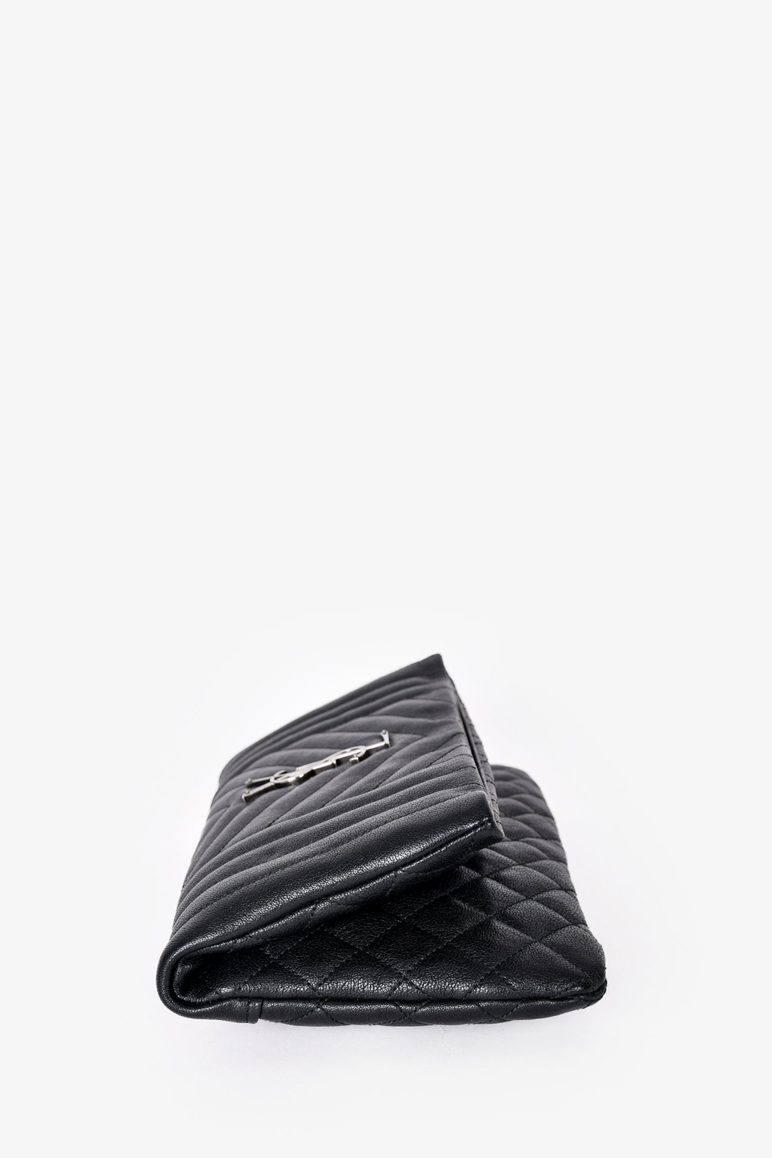 Saint Laurent 2016 Black Leather Fold Over West Hollywood Clutch