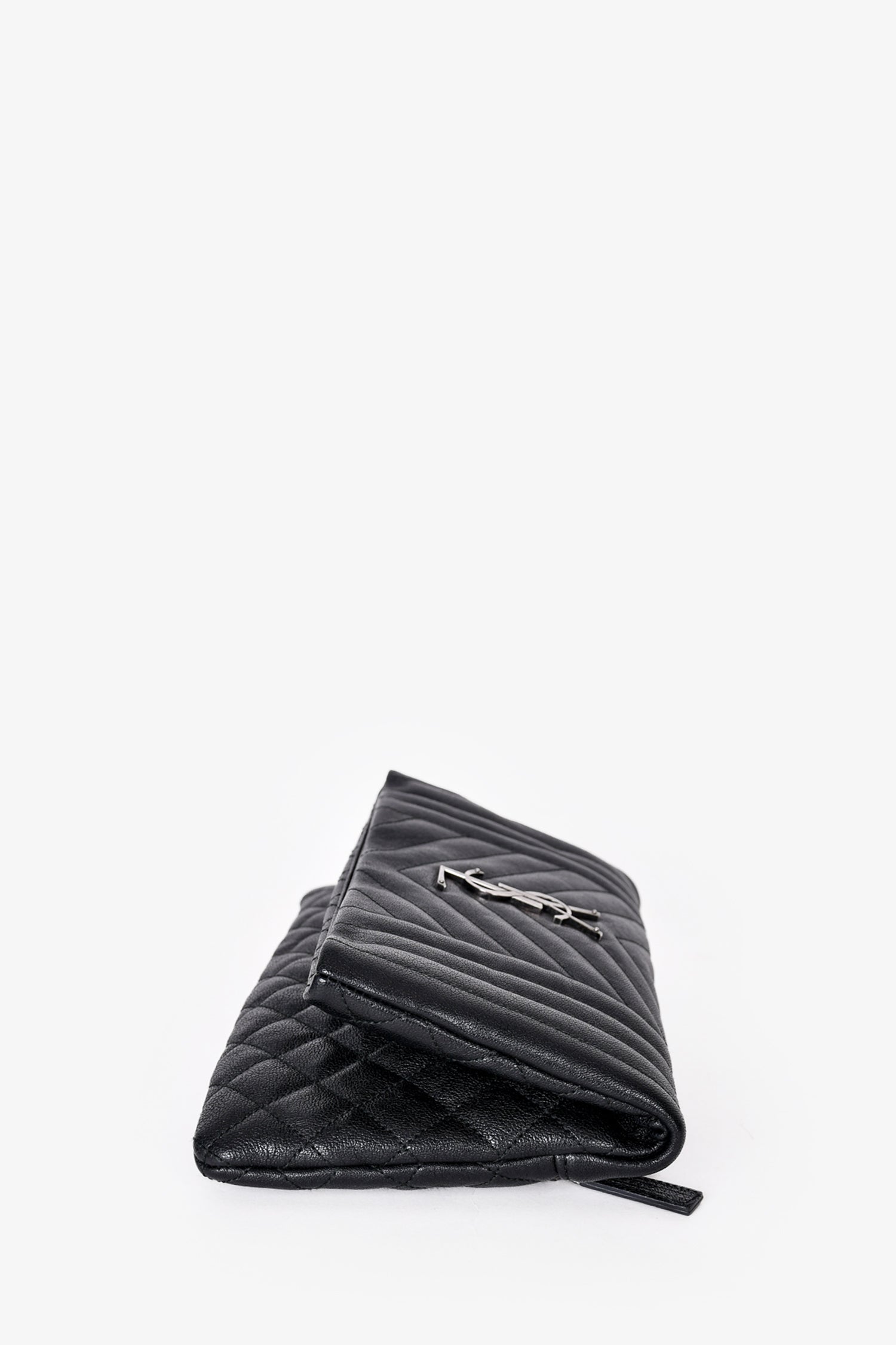 Saint Laurent 2016 Black Leather Fold Over West Hollywood Clutch
