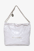 Pre-Loved Chanel™ Grey Leather Small Chanel 22 Shoulder Bag