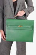 Hermès 1995 Green Epsom Leather Kelly Depeche 38 Briefcase