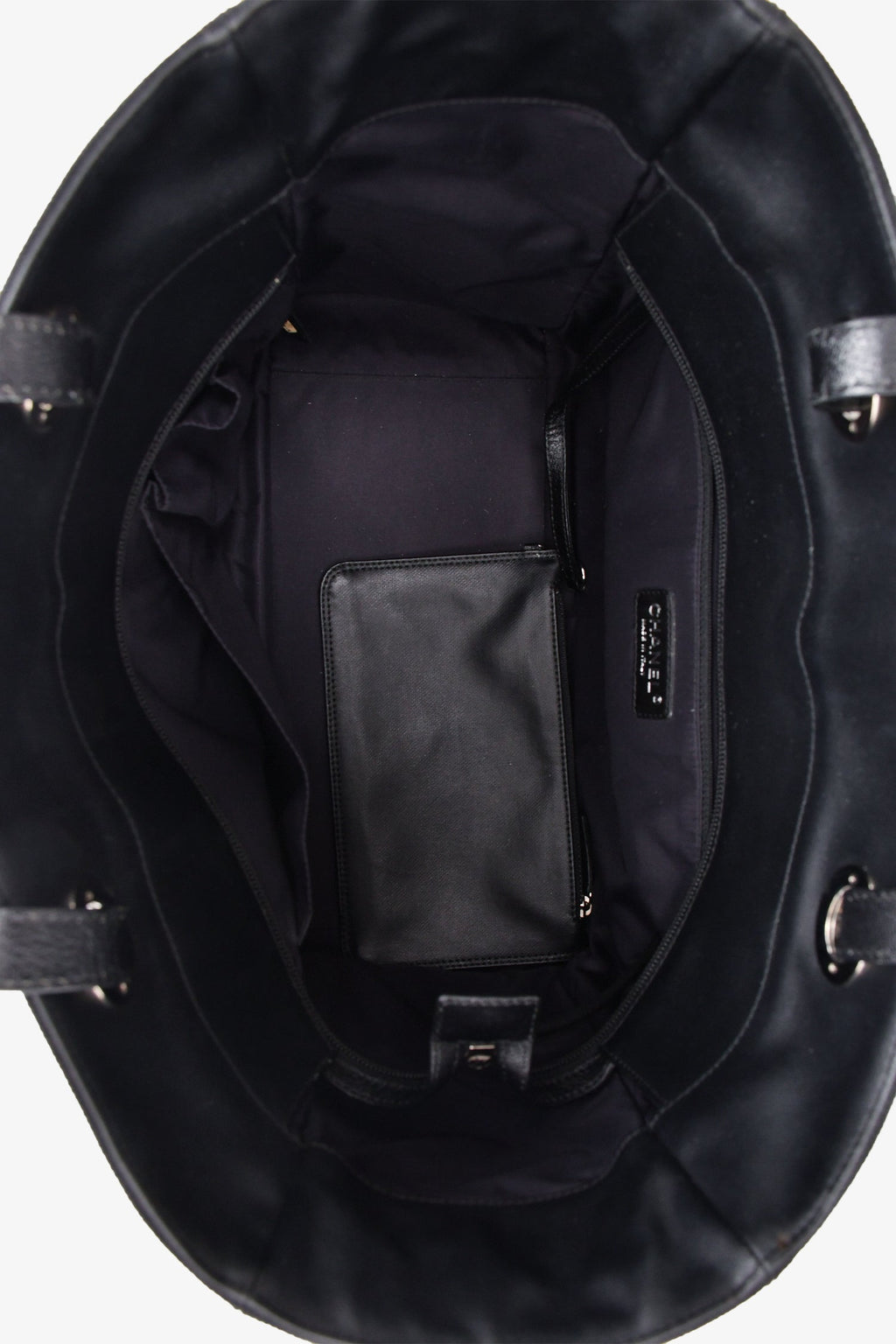 Pre-Loved Chanel™ 2012 Black Leather/Canvas 'Paris Biarritz' Tote Bag