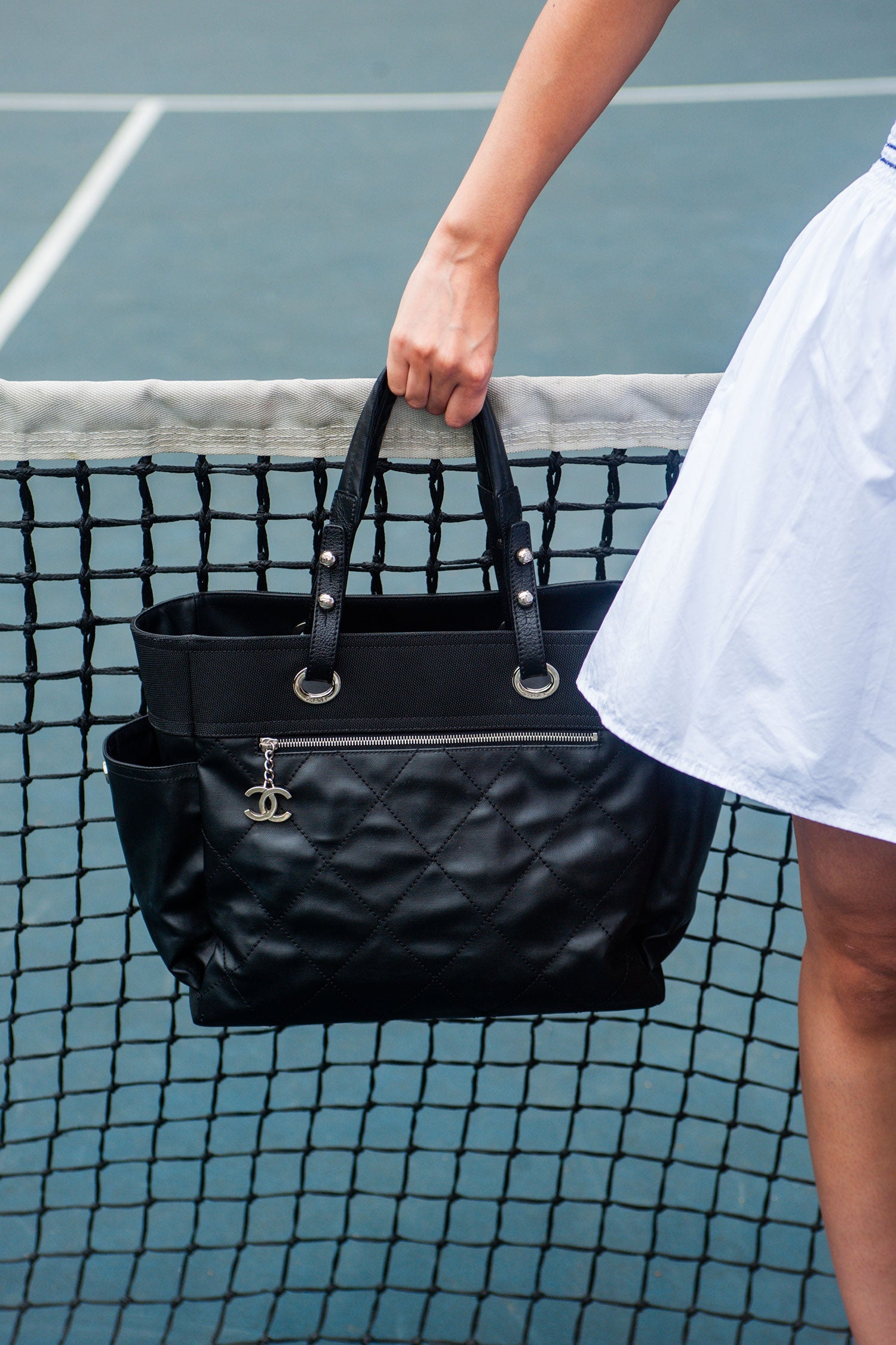 Pre-Loved Chanel™ 2012 Black Leather/Canvas 'Paris Biarritz' Tote Bag