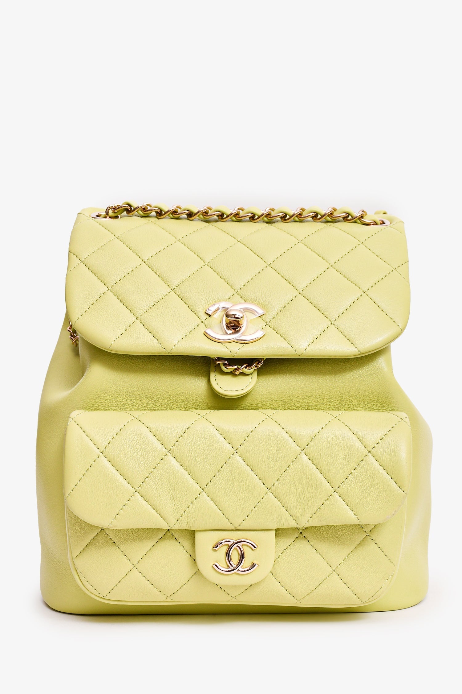 Pre-Loved Chanel™ Mint Green Lambskin Small GHW Duma Backpack