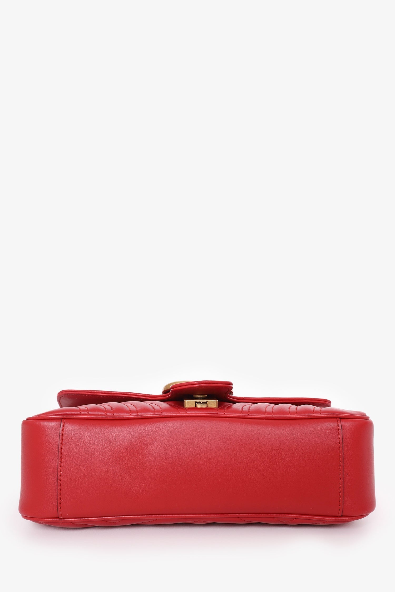 Gucci Red Leather Small GG Marmont Shoulder Bag