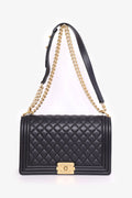 Pre-Loved Chanel™ 2017 Black Quilted Leather New Medium Boy Bag