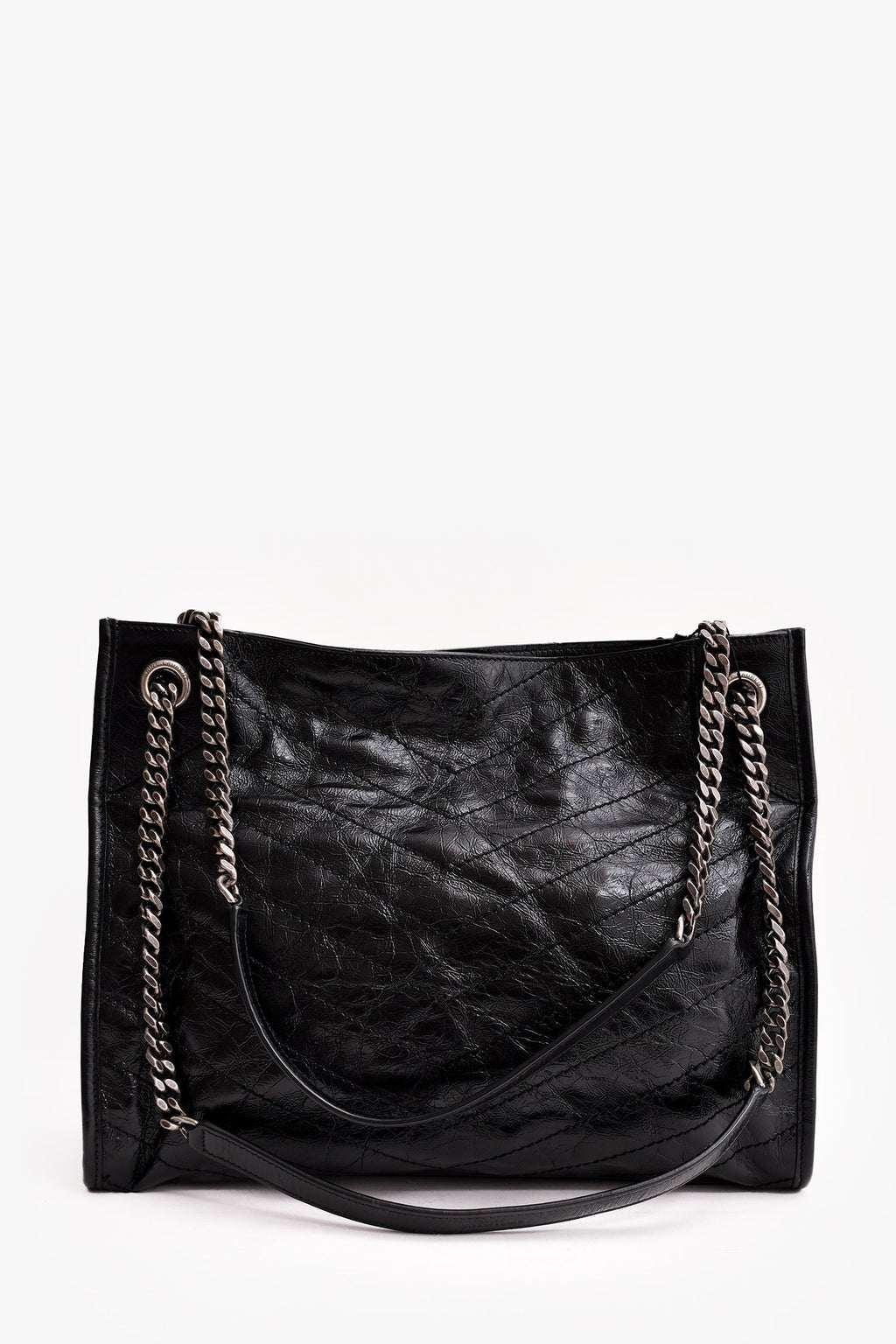 Saint Laurent Black Crinkled Leather Large 'Niki' Shoulder Bag