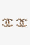 Pre-Loved Chanel™ 2018 Gold Tone Crystal Embellished CC Earrings