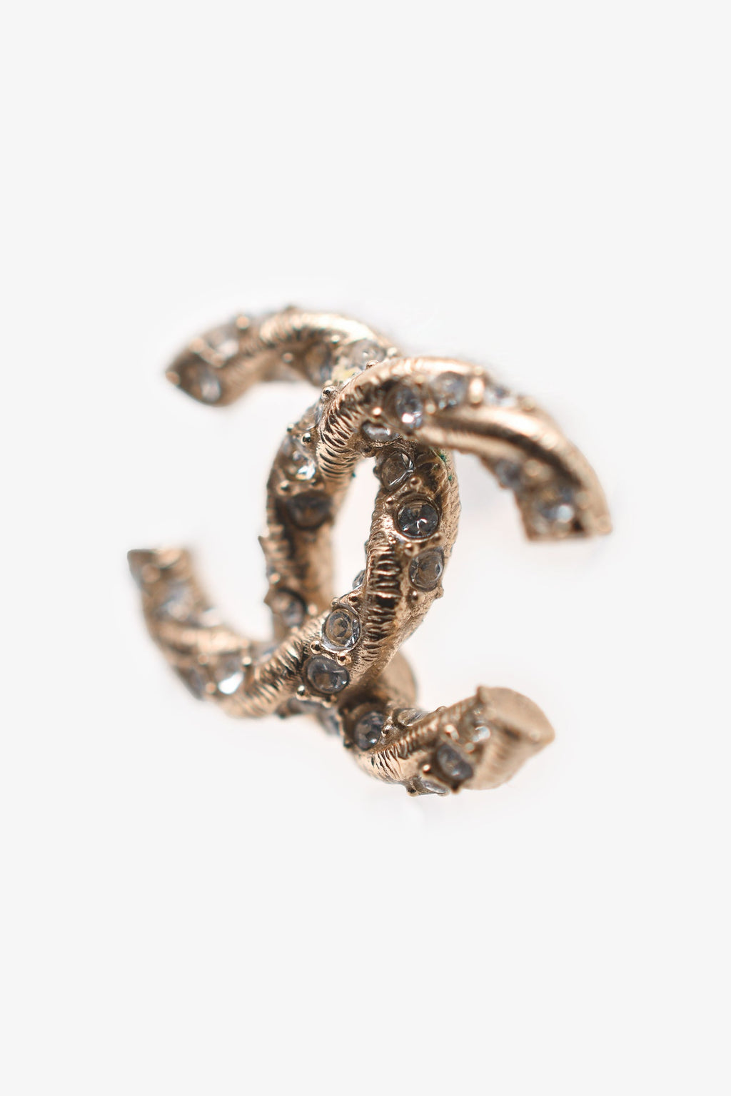 Pre-Loved Chanel™ 2018 Gold Tone Crystal Embellished CC Earrings
