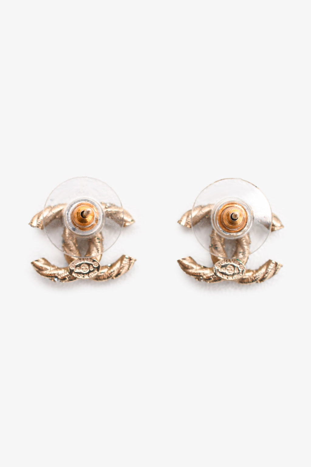 Pre-Loved Chanel™ 2018 Gold Tone Crystal Embellished CC Earrings