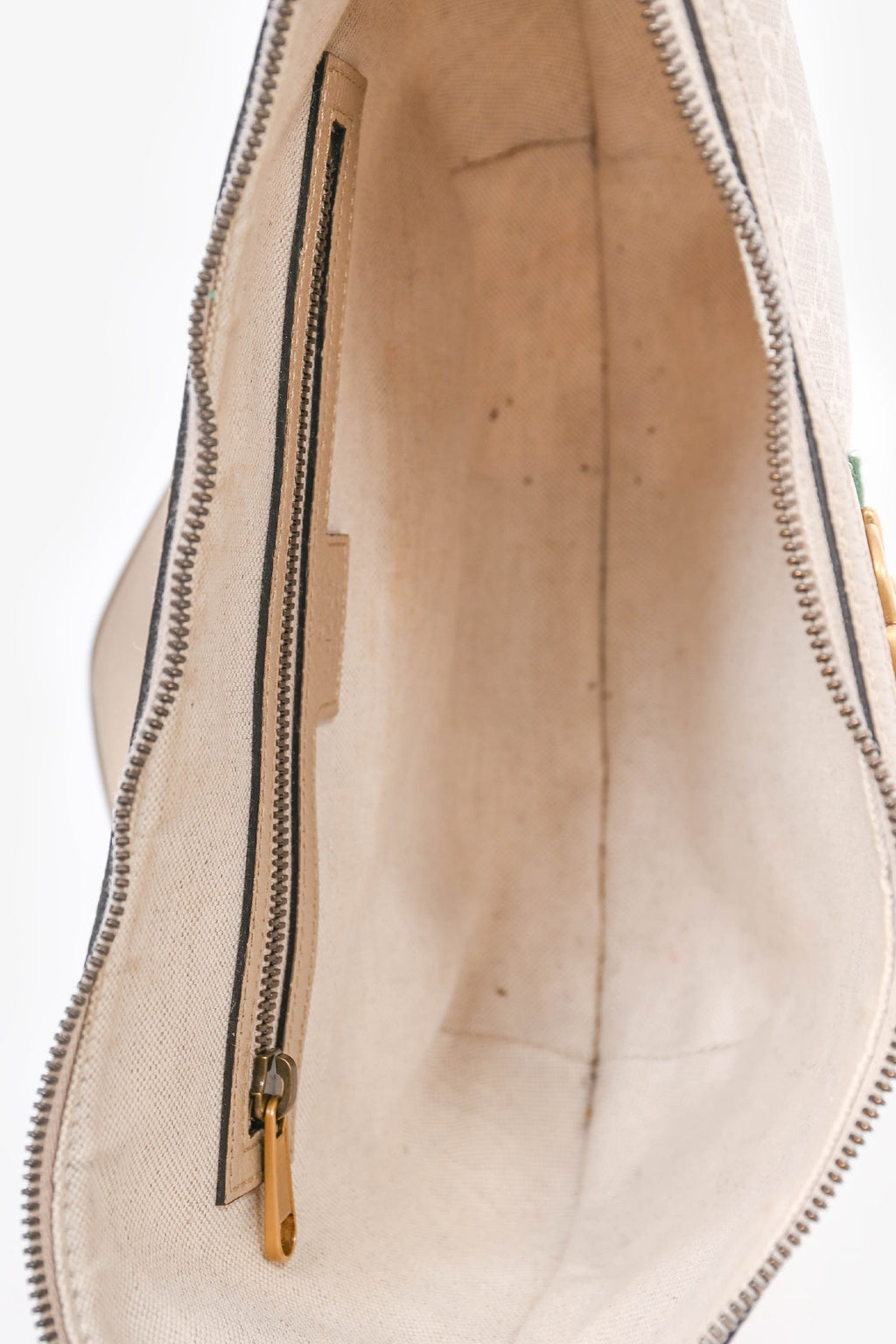 Gucci Beige Canvas Ophidia 'GG' Half Moon Bag