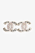 Pre-Loved Chanel™ Gold Tone Pink/Black 'CC' Crystal Earrings